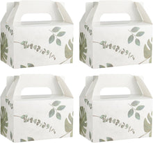 NyuOurea 10 PCS Green Leaf Gable Favor Treat Boxes, 6.5 x 4 x 4 Inches Gift Box with Handle, Goodie Boxes for Candy, Cookie, Tea, Spring Picnic, Baby Shower Party, Garden Wedding, Birthday, Graduation