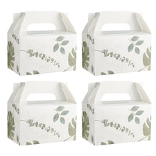 NyuOurea 10 PCS Green Leaf Gable Favor Treat Boxes, 6.5 x 4 x 4 Inches Gift Box with Handle, Goodie Boxes for Candy, Cookie, Tea, Spring Picnic, Baby Shower Party, Garden Wedding, Birthday, Graduation