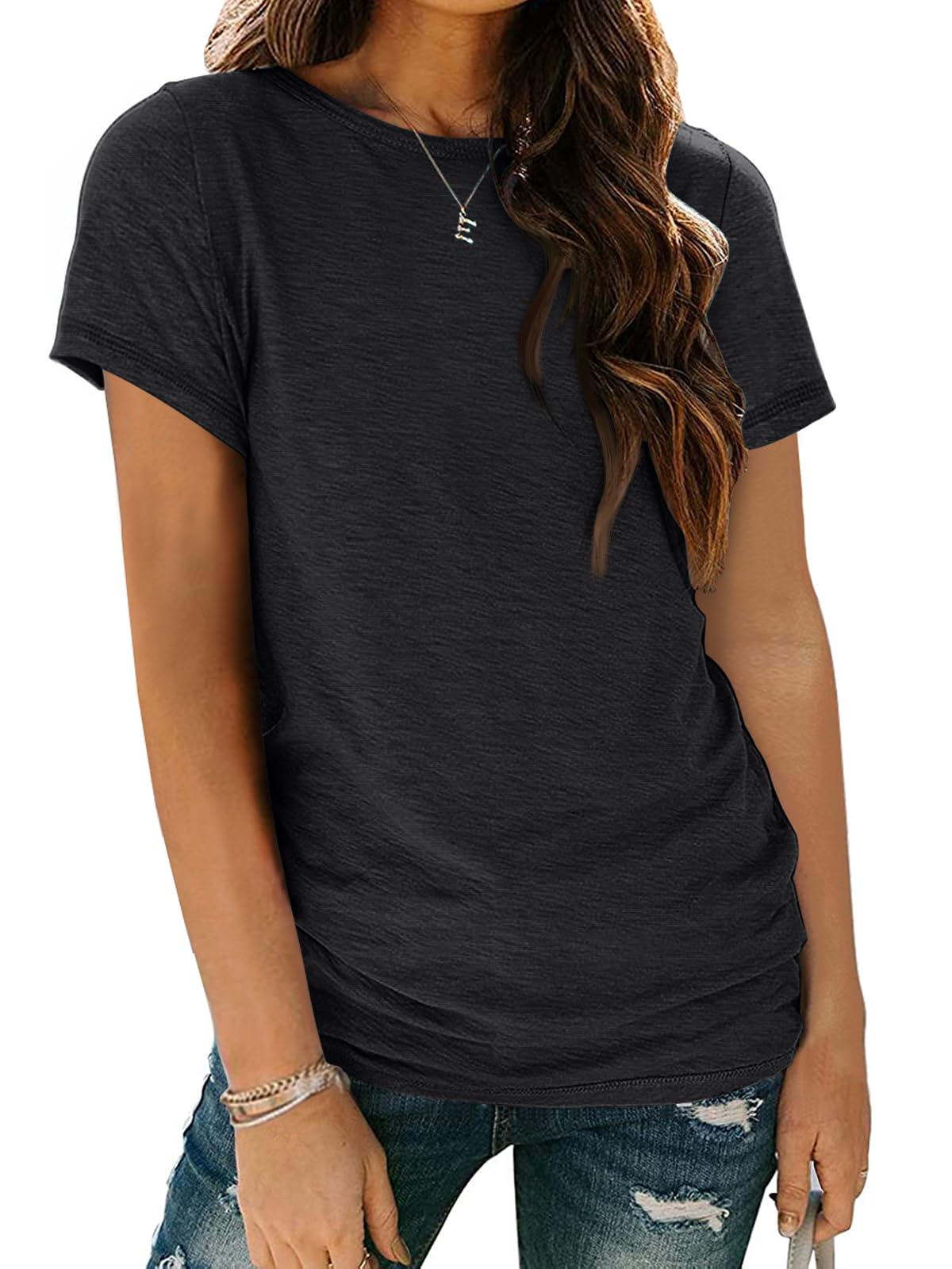 AUTOMET Women's Short Sleeve Shirts Summer Tops Crew Neck Basic Tees Casual Tshirts
