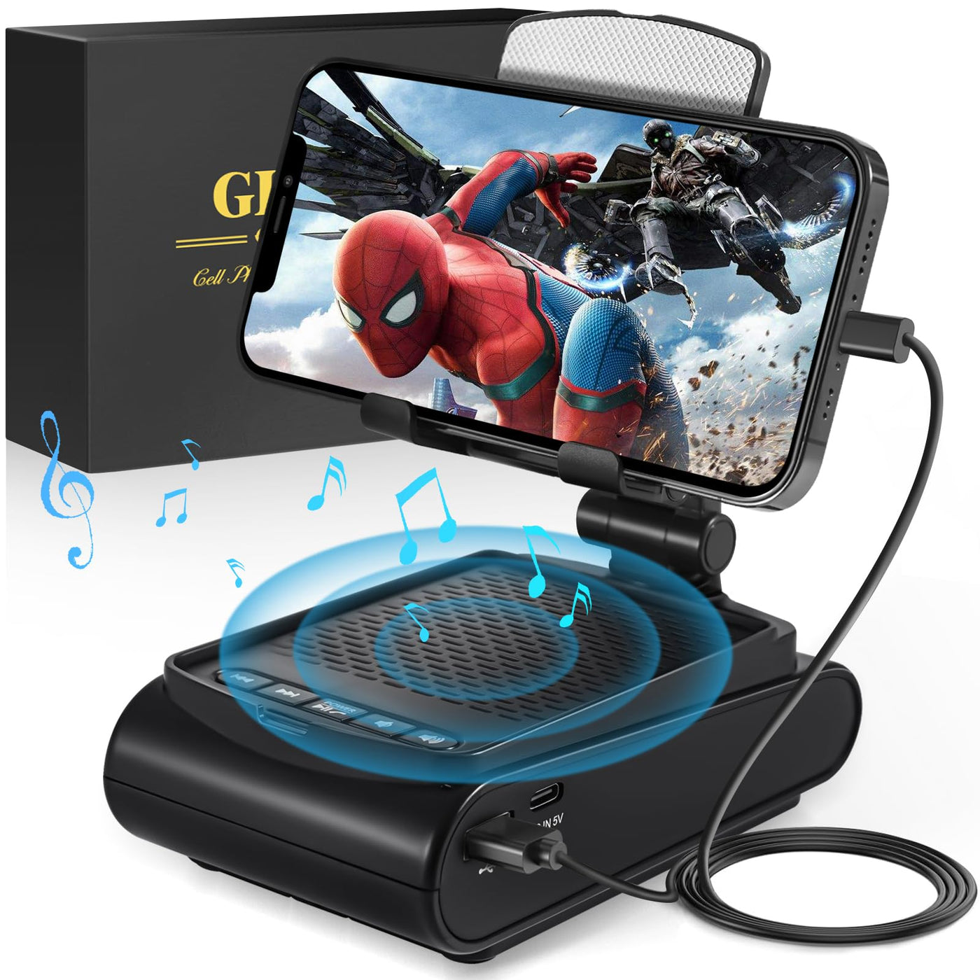 GLOPUS Fathers Day Dad Gifts for Men, Cell Phone Stand with Wireless Bluetooth Speaker, Father's Day Mens Gifts from Daughter/Wife, Birthday Gifts for Him Husband Boyfriend, Cool Gadgets for Men