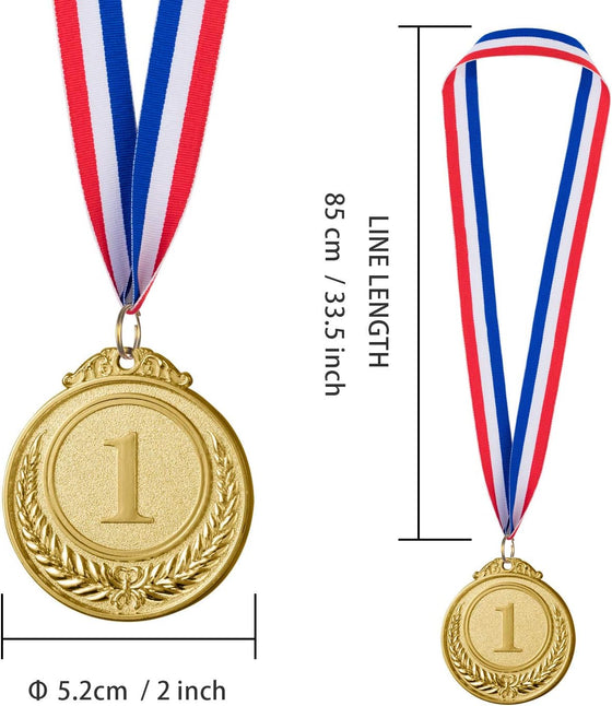 Favide 12 Pieces Gold Silver Bronze Award Medals-Winner Medals Gold Silver Bronze Prizes for Competitions, Party,Olympic Style, 2 Inches - hover image