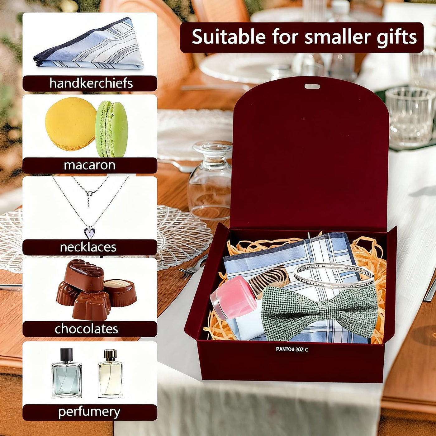 WLUSEAXI 10pack Gift Boxes with Lids, 6.5''x6.5''x2'' Red Gift Boxes For Presents, Paper Boxes with Ribbon for Birthday Wedding Party Chocolate Candy