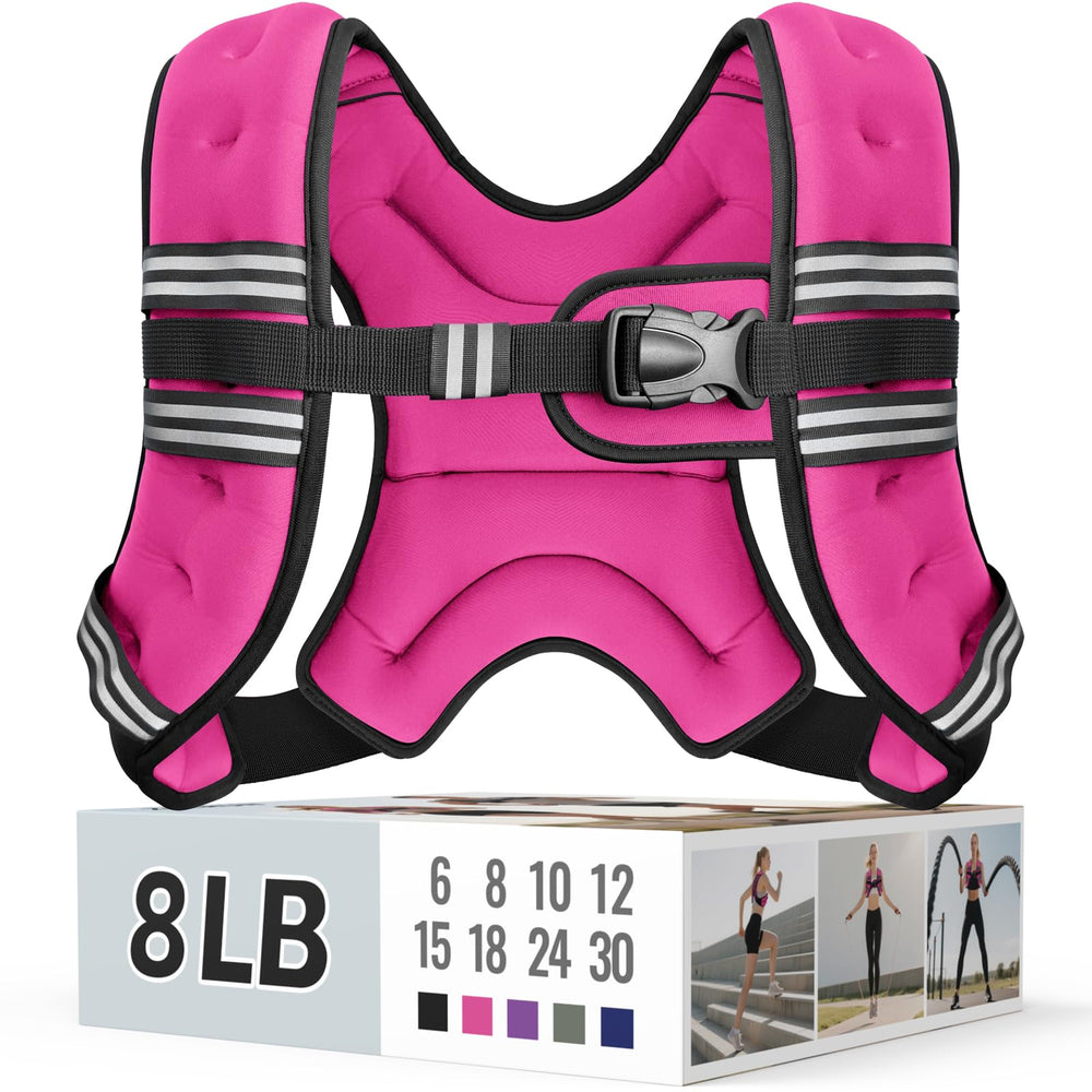 Zeerun Weighted Vest, 6lb/8lb/10lb/12lb/15lb/18lb/20lb/24lb/30lb for Men Women, Reflective Stripe Adjustable Buckle, Comfortable Durable Rucking Vest for Walking Running Strength Training