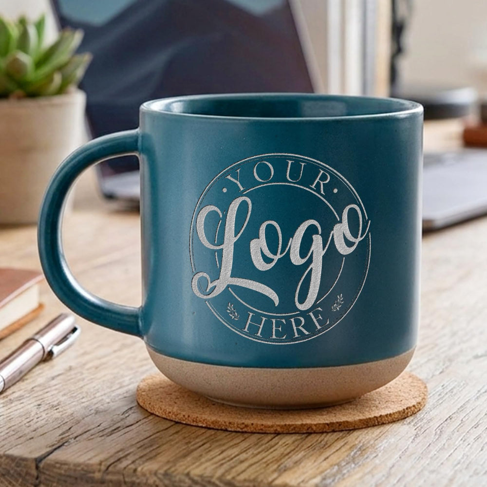 Custom Logo Pottery Mug - Personalized Business or Company Branding Coffee Cup - Professional Design Office Gift for Teams