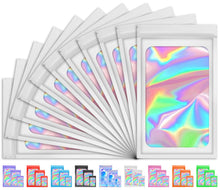 100 PCS Holographic Bags, Smell Proof Bag, Resealable Gift Bags, Clear Bags for Food Storage, Party Favor Bag, Mylar Sample Bag for Jewelry, Lipgloss, Eyelash | Pink, 2.4x3.9 Inch