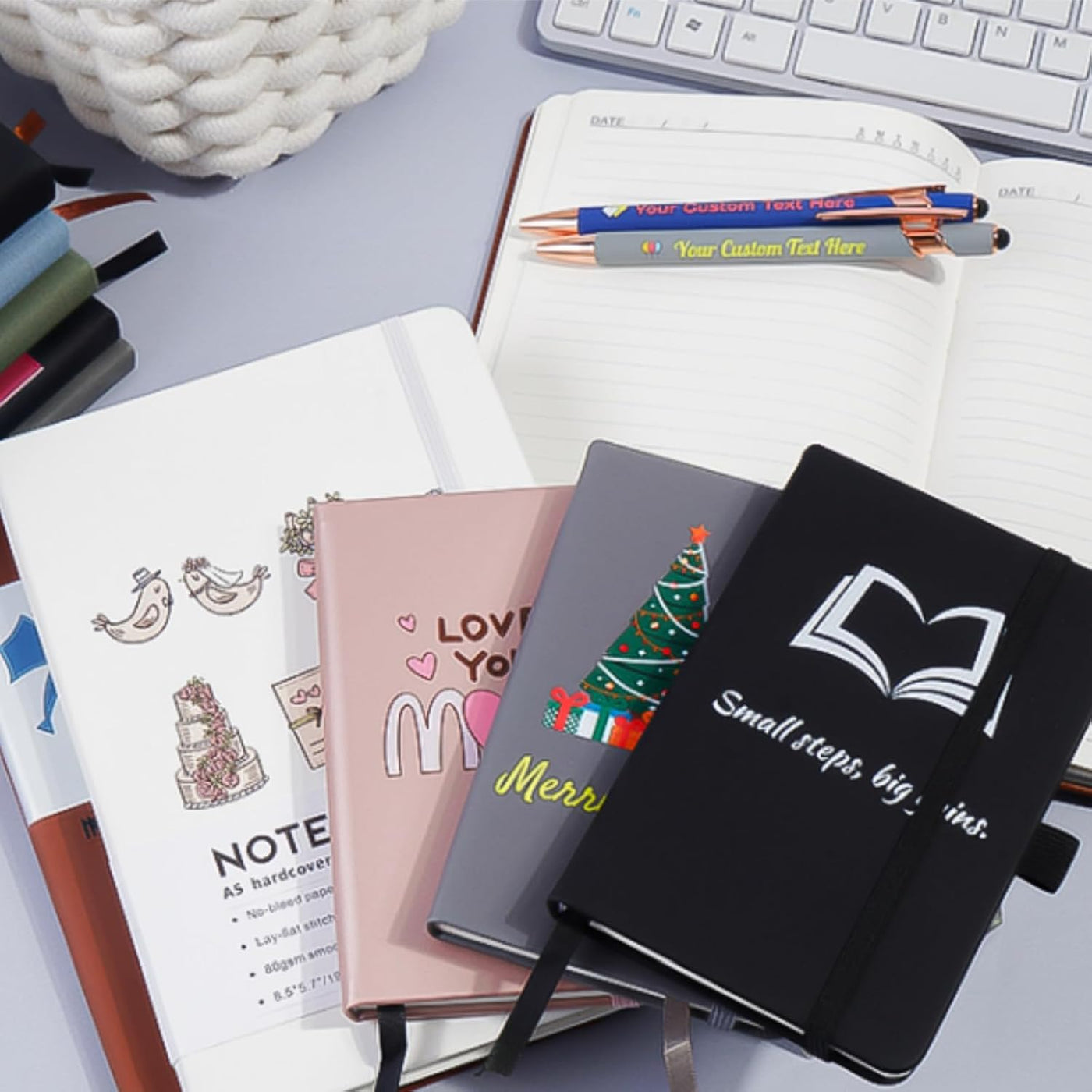 Personalized Notebook-Can Customize Logo/Text/Image, Customizable A5 Journal Notebook Daily Journals For Writing-192 Lined Pages 8.5 x 5.71 Inch,Black