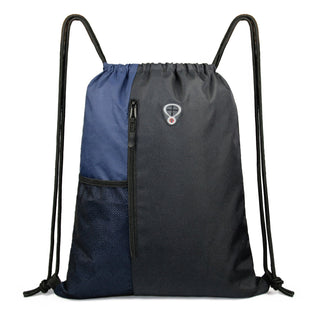 BeeGreen Black Drawstring Backpack Gym Bag For Men Women String Sports Backpack With Water Bottle Mesh Pockets And 2 Zippered Pocket Large Cinch Sackpack Workout Bag 16" x 20"