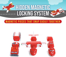 POPULAR PLAYTHINGS Magnetic Vehicles for Toddlers 1-3, Mix or Match Car Toys, Set of 3 Gift for Kids - Vehicles, Fire & Rescue, Red and White