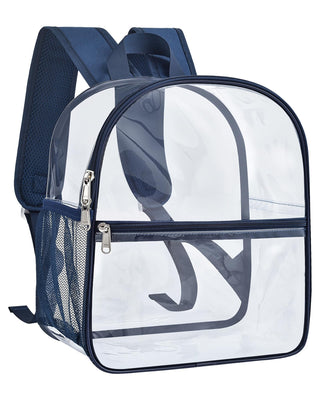 Paxiland Clear Backpack Stadium Approved 12×12×6 with Reinforced and Wider Shoulder Straps, Small Clear Bag for Schools, Concerts, Work, Festivals and Sporting Events - Black