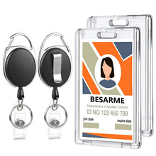 2 Set Badge Holder Retractable Clip Heavy Duty Badge Reel with Acrylic Clear Vertical ID Card Badge Holders for Work Office Nurse Teacher Student