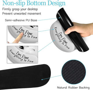 LIMKRIAN Desk Mat Set, Large Gaming Mouse Pad with Wrist Rest, Ergonomic Mouse Pad Keyboard Mat Wrist Support, Cup Coaster, Home Office Desk Accessories Decor Supplies, Funny Black Cat