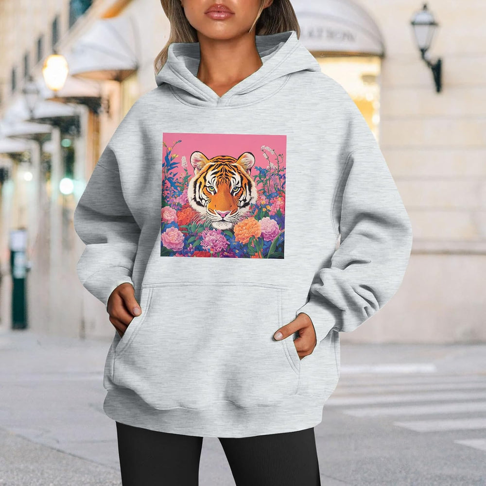 Womens 2025 Oversized Hoodie Graphic Pullover Sweatshirt Fall Winter Long Sleeve Warm Casual Top with Kangaroo Pocket