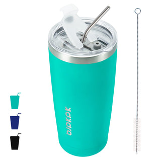 BJPKPK 30oz Stainless Steel Tumbler Color Block Insulated Tumblers Cup with Lid and Straw, Double Walled Travel Coffee Mug,Mint