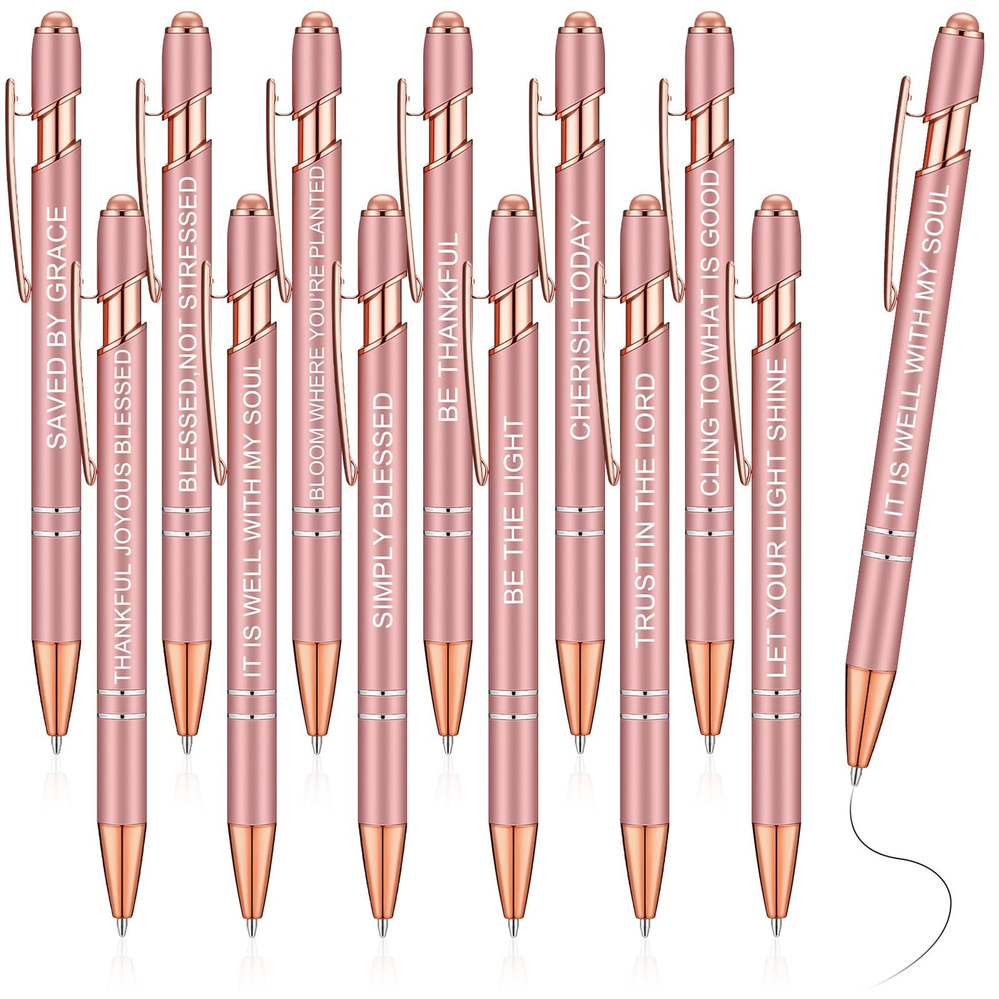Zonon 12 Pcs Inspirational Pens Gift Set Funny Ballpoint Pen with Stylus Tip Motivational Graduation Gifts Bulk for Teacher Coworkers Nurse School Office Supplies(Morandi,Boss Lady)