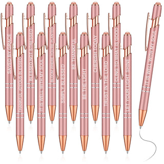 Zonon 12 Pcs Inspirational Pens Gift Set Funny Ballpoint Pen with Stylus Tip Motivational Graduation Gifts Bulk for Teacher Coworkers Nurse School Office Supplies(Morandi,Boss Lady)