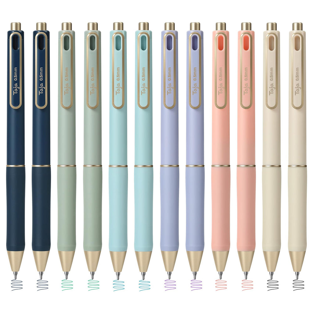 Taja Gel Pens, 6 Pcs Quick Dry Black Gel Ink Pens, 0.5mm Fine Point Smooth Writing Pens for Journaling and Note Taking, Cute Aesthetic Pens for Women & Men-Pastel