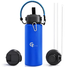 32oz Insulated Stainless Steel Water Bottle with 3 Lids & Paracord Handle – Leakproof Wide Mouth Metal Sports Bottle for Gym, School & Travel (White, 32oz)