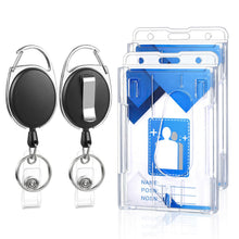 2 Set Badge Holder Retractable Clip Heavy Duty Badge Reel with Acrylic Clear Vertical ID Card Badge Holders for Work Office Nurse Teacher Student