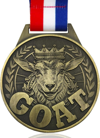 Goat Medal - 3" Greatest Champion Medal of All Time, Goat Pendant Medal with Neck Strap, Goat Award Chain for Football Basketball Sports Championship MVP Award and Tournament League Champion