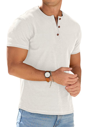 Sailwind Mens Muscle Henley Shirts Lightweight Workout T-Shirt Gym Tee Athletic Short Sleeve with Button