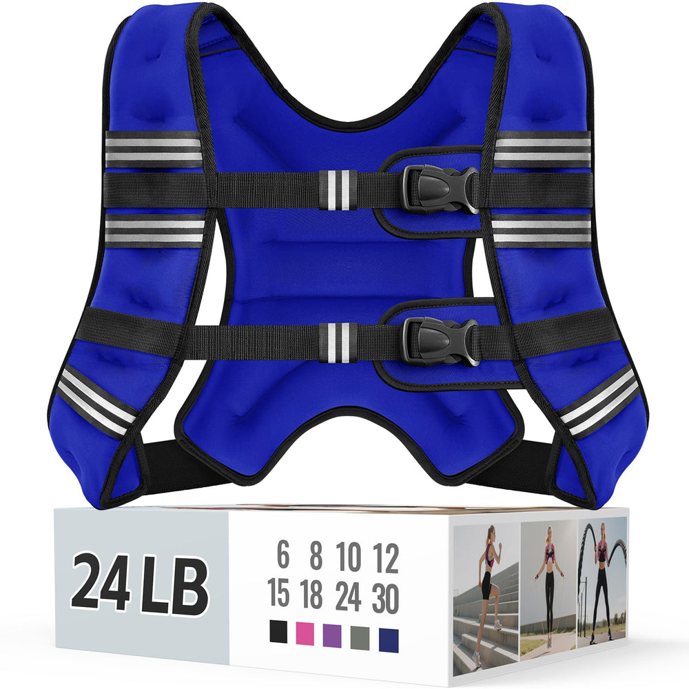 Zeerun Weighted Vest, 6lb/8lb/10lb/12lb/15lb/18lb/20lb/24lb/30lb for Men Women, Reflective Stripe Adjustable Buckle, Comfortable Durable Rucking Vest for Walking Running Strength Training