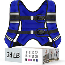 Zeerun Weighted Vest, 6lb/8lb/10lb/12lb/15lb/18lb/20lb/24lb/30lb for Men Women, Reflective Stripe Adjustable Buckle, Comfortable Durable Rucking Vest for Walking Running Strength Training