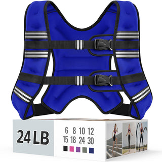 Zeerun Weighted Vest, 6lb/8lb/10lb/12lb/15lb/18lb/20lb/24lb/30lb for Men Women, Reflective Stripe Adjustable Buckle, Comfortable Durable Rucking Vest for Walking Running Strength Training