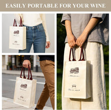 Canvas Wine Tote Bags 2 Pack, Reusable Wine Gift Bags with Sturdy Handles, Elegant Wine Bottle Holder for Gift Giving, Parties, Wedding Favors（2PCS） | Reusable