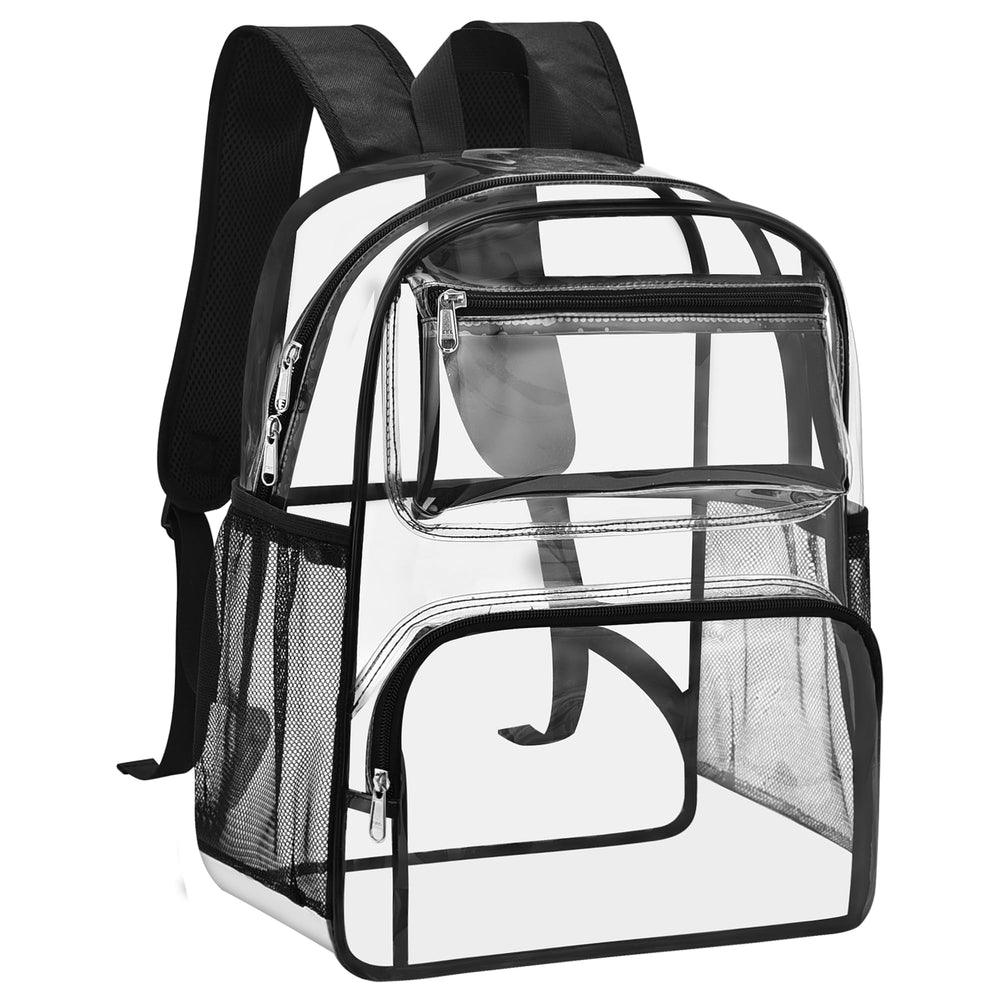 MAY TREE Clear Backpack Stadium Approved for Women and Men, Clear Bag for Stadium Events, Transparent bag for Concert Sporting Festival, Black