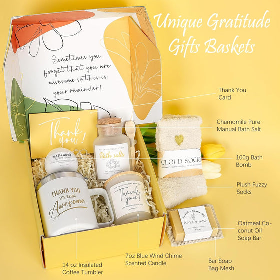 Thank You Gifts for Women, 8pcs Employee Appreciation Gifts Baskets for Women Thank You Farewell Gifts for Coworkers Teacher Boss Hostess Secretary Nurse Mom Pastor- Best Spa Gratitude Box w/Candle - hover image