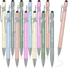 Zonon 12 Pcs Inspirational Pens Gift Set Funny Ballpoint Pen with Stylus Tip Motivational Graduation Gifts Bulk for Teacher Coworkers Nurse School Office Supplies(Morandi,Boss Lady)