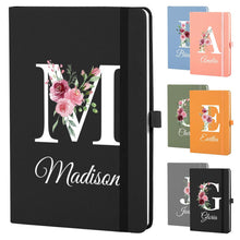 Booornainde Personalized Journal Notebook with Name & Initial, A5 Lined Linen Hardcover Journal with Pen Loop, Elastic Band & Ribbon Bookmark, Custom Notebook for Women Mom Daughter Teacher