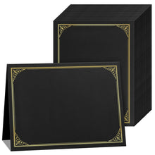 SUNEE 10 Packs Black Certificate Holders, 250gsm, for 8.5x11 Award Certificates, Certificate Covers with Gold Foil Border
