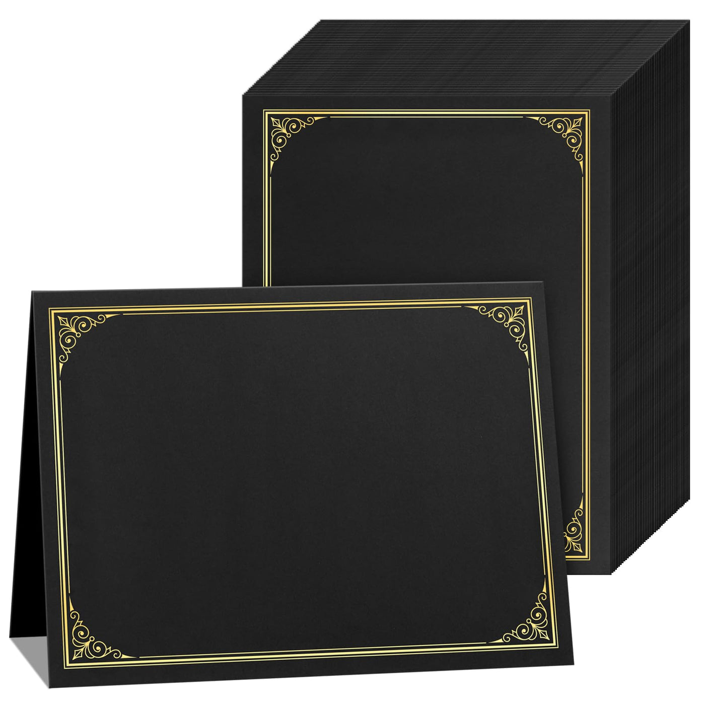 SUNEE 10 Packs Navy Blue Certificate Holders, 250gsm, for 8.5x11 Award Certificates, Certificate Covers with Gold Foil Border