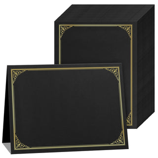 SUNEE 10 Packs Navy Blue Certificate Holders, 250gsm, for 8.5x11 Award Certificates, Certificate Covers with Gold Foil Border