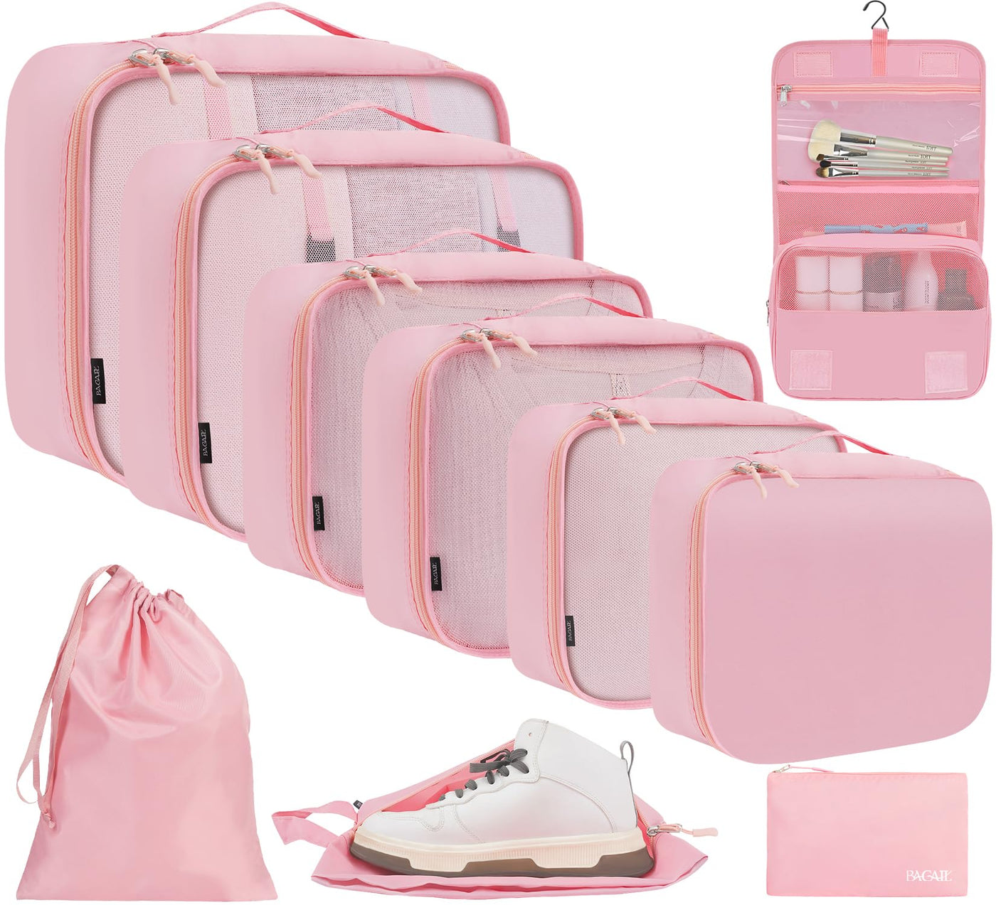 BAGAIL 6 Set/8 Set/10 Set Packing Cubes Various Sizes Packing Organizer for Travel Accessories Luggage Carry On Suitcase