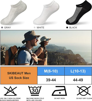 SkiBeaut Men Socks 4 or 8 Pairs No Show Low Cut Casual Athletic Running Cotton Invisible Socks US Size 6-12