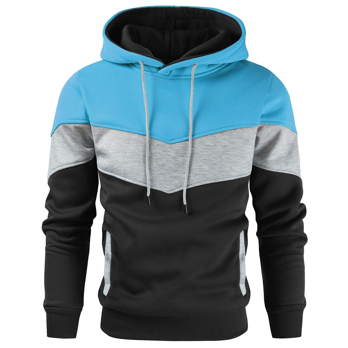 Gesean Men's Novelty Color Block Pullover Fleece Hoodie Long Sleeve Casual Sweatshirt with Pocket