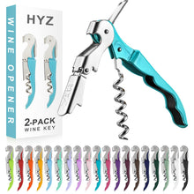 HYZ 2-Pack Wine Opener Waiter Corkscrew, Professional Wine Key for Servers, Bartender with Foil Cutter, Manual Wine Bottle Opener Double Hinged (Pink)