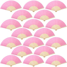 Aneco 18 Pieces Pink Handheld Cloth and Bamboo Folding Fans for Wedding Decoration, Church Gifts, Party Favors, DIY Decoration