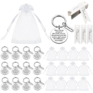 36 Pcs Employee Appreciation Gifts Bulk Thank You Keychains for Coworkers Teams Volunteers Appreciation Keychain Organza Bags