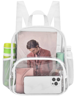 Busiuw Clear Backpack for Stadium Events Stadium Approved Clear Backpack 12x12x6 with Front Pocket for Concert Sport Fashion Women Backpack Events Work Travel