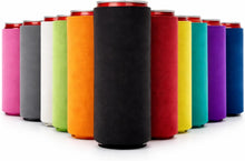 Slim Can Cooler Sleeves 12 Pack– Blank Foldable Neoprene 12oz Can Insulators – Skinny Beverage Coolers for Beer & Soda – Sublimation-Ready (Assorted)