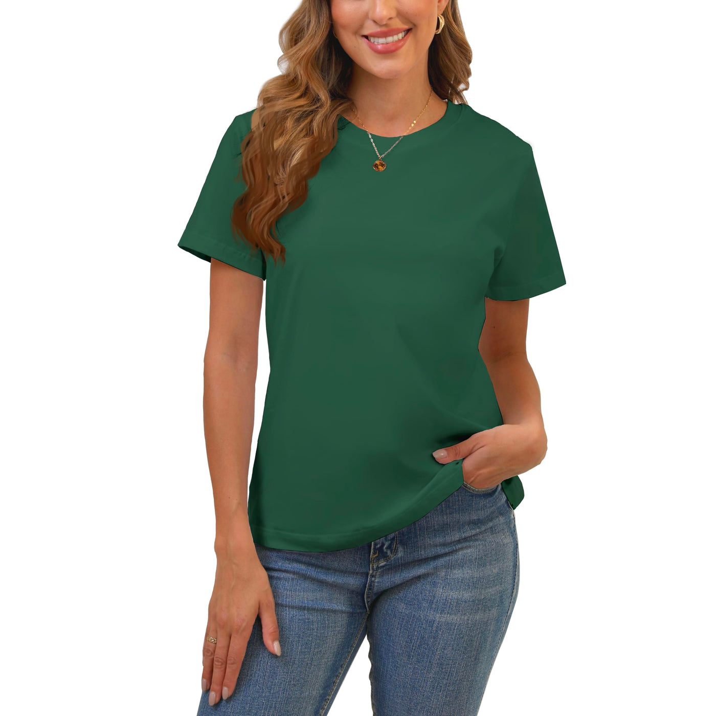 Cotton Basic T Shirts for Women,Crew Neck Short Sleeve Summer Shirts,Solid Loose Fit Tshirt, Plain Workout Tops, Undershirts