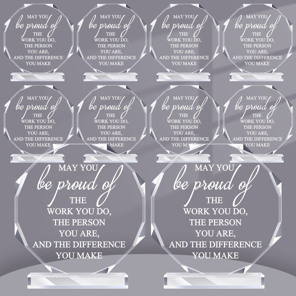 Bucherry 10 Pcs Employee Appreciation Awards for Coworker Acrylic Thank You Trophy May You Be Proud of The Work You Do Sign Prizes Retirement Goodbye Farewell Gift for Women Men(Stylish)