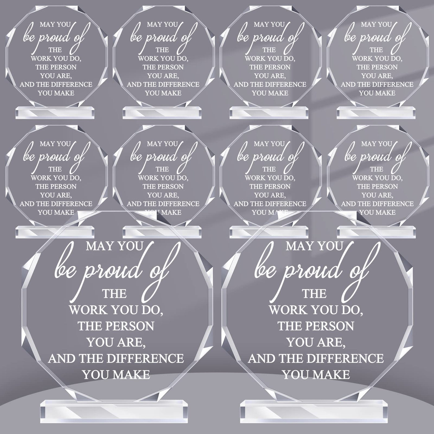 Bucherry 10 Pcs Employee Appreciation Awards for Coworker Acrylic Thank You Trophy May You Be Proud of The Work You Do Sign Prizes Retirement Goodbye Farewell Gift for Women Men(Stylish)