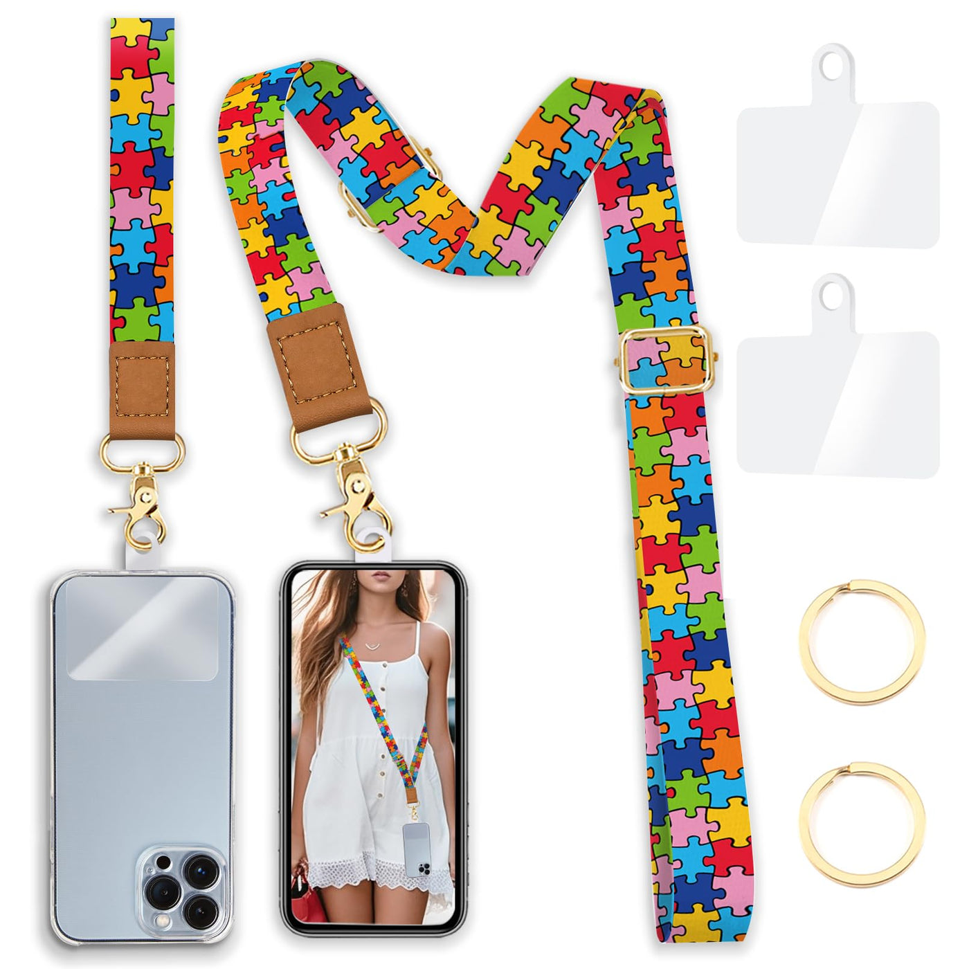 Yonlevres Flower Phone Lanyard Crossbody Strap, Floral Cell Phone Lanyards for around the Neck Wristlet Wrist Strap Adjustable for Keys Case Accessories Travel Essentials