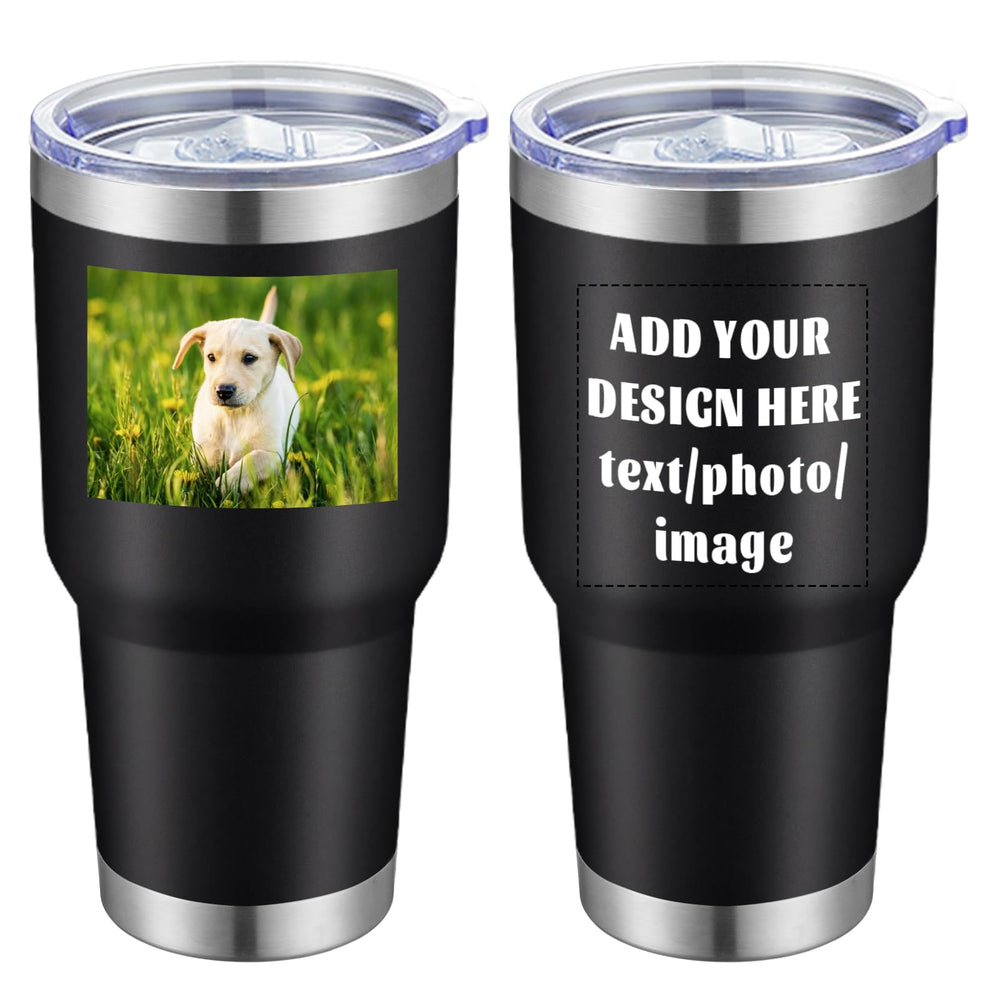 MEWAY Personalized Custom 12oz Wine Tumbler with Lid, Insulated Double Wall Vacuum Travel Tumbler Gifts with Text Photo Logo (Blue, 1pack)