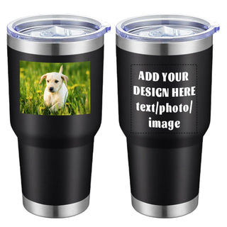 MEWAY Personalized Custom 12oz Wine Tumbler with Lid, Insulated Double Wall Vacuum Travel Tumbler Gifts with Text Photo Logo (Blue, 1pack)