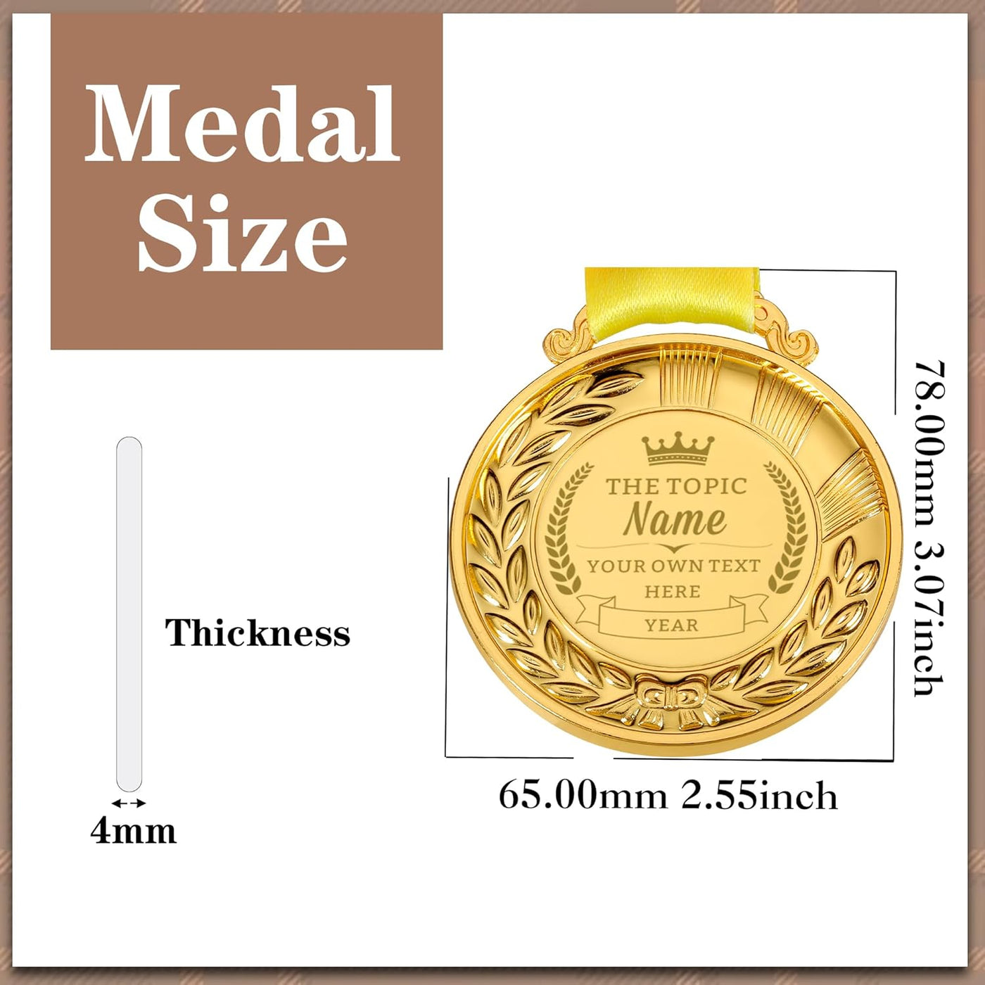 Custom Medals for Awards with Logo Text Make Your Own Medals for Kids Adults Personalized Medals for School Sports Office Team Rewards Party Favors Customized Medallions with Neck Ribbon